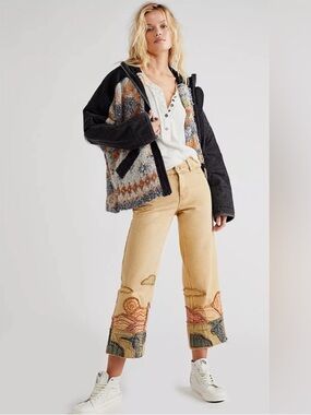 Free People We The Free Golden Vibes Patchwork Jeans